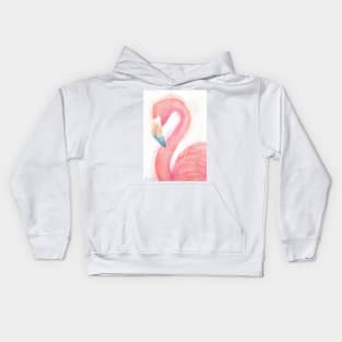 Watercolor pink flamingo painting Kids Hoodie